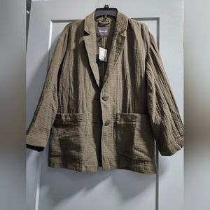 Madewell NWT medium dark olive gauze jacket 100% cotton, flaws shown in pics